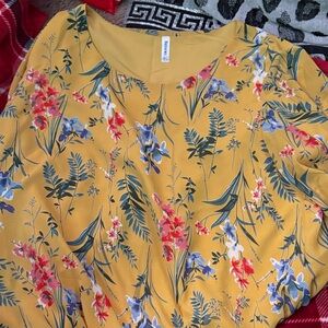 Women's Floral Print Blouse - Yellow